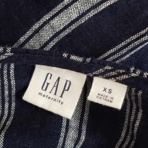 GAP Navy Striped Linen Maternity Wrap Top sz XS - Picture 4 of 6